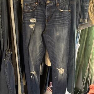 LOFT Distressed Dark Blue Jeans